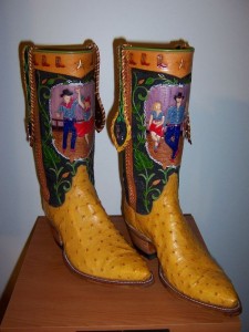Hand-tooled boots made in collaboration with Jim Covington of Covington Boots