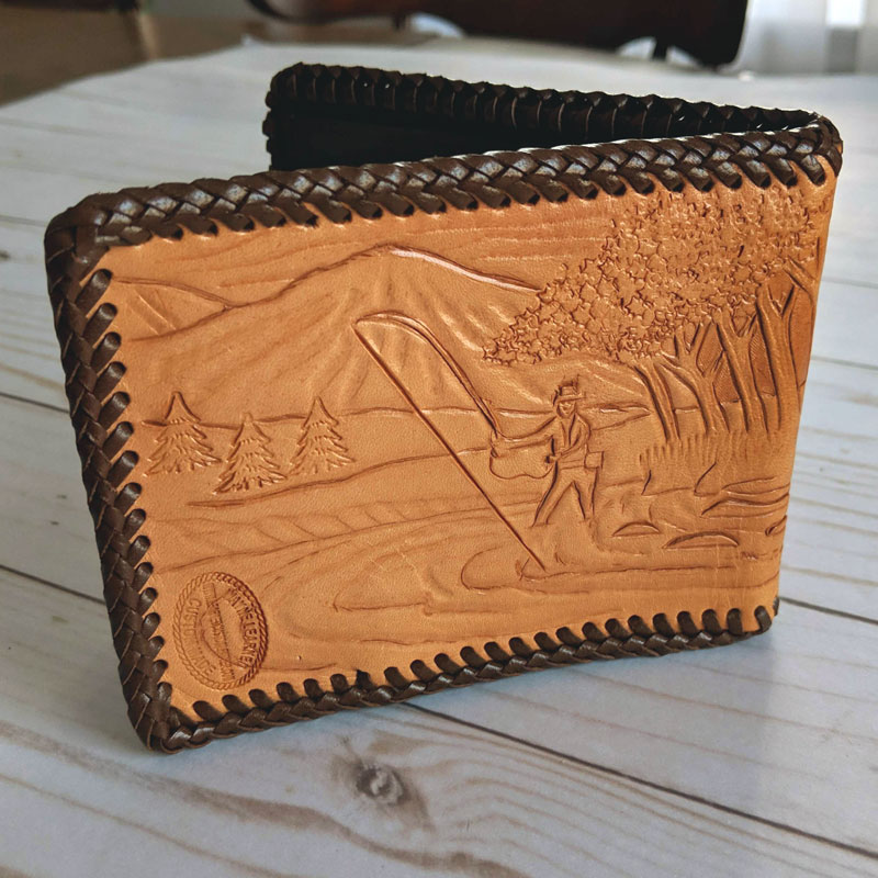 Fishing Scene Bi-Fold Wallet - Learned Custom Leather